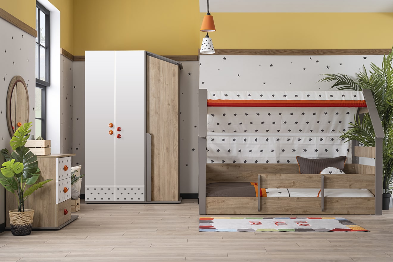 Kleiderschrank Stars 3-Türig in Holzoptik/Braun