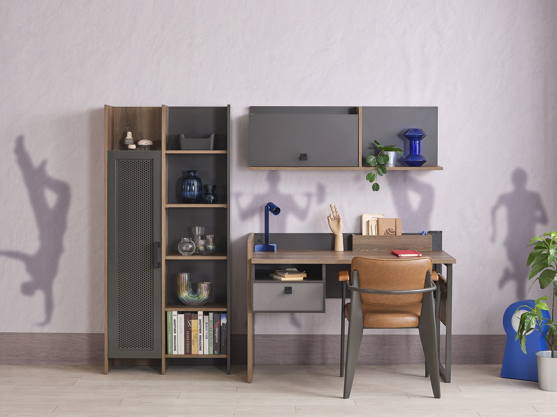 Bücherregal Craft in Anthrazit/Holzoptik
