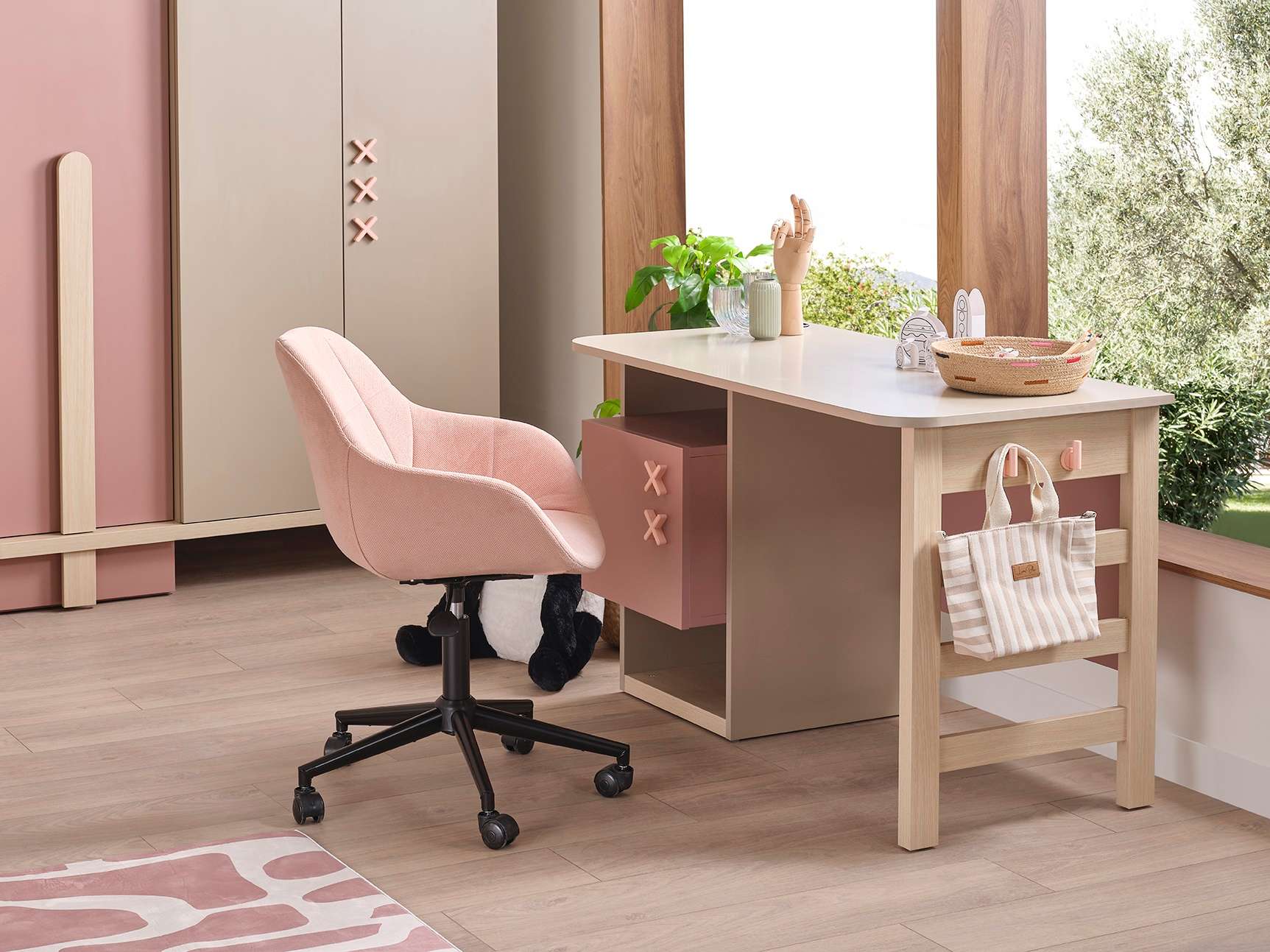 Schreibtisch Rosie in Rosa/Beige