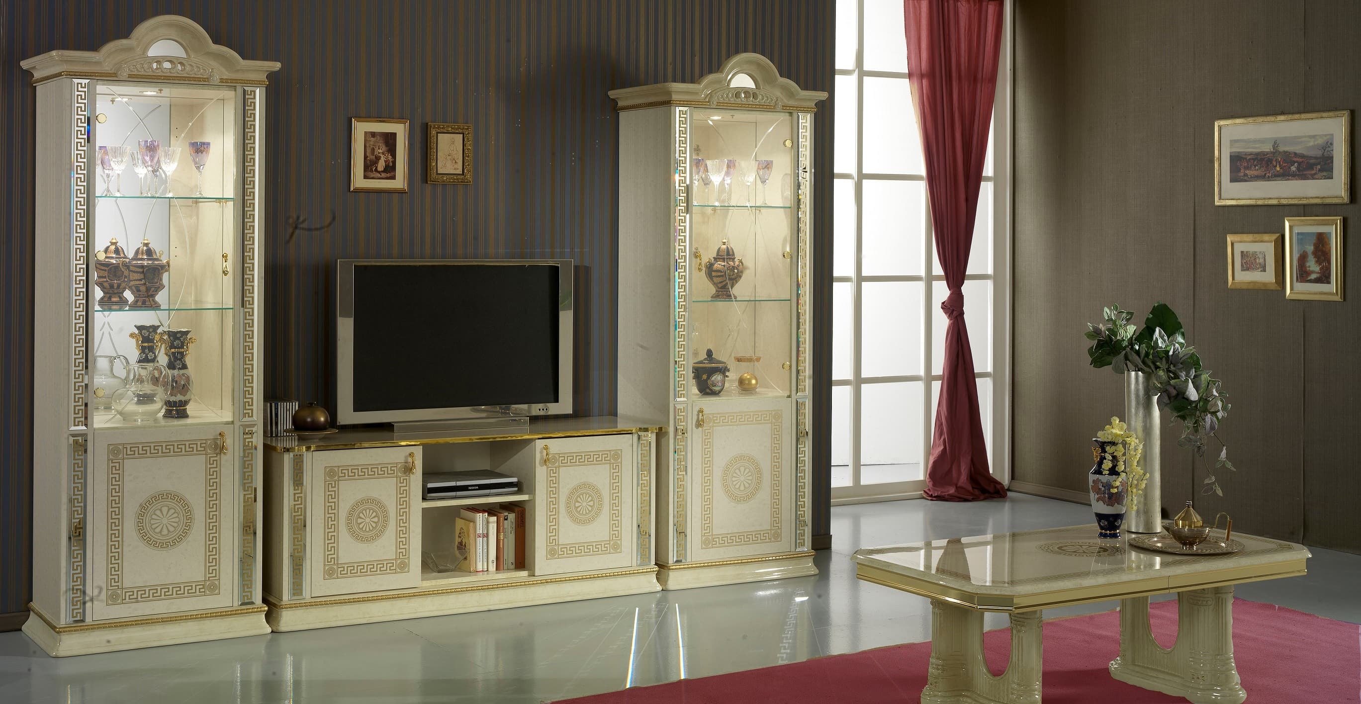 Barock Stil Wohnwand Venus in Beige/Gold   interdesign20.de