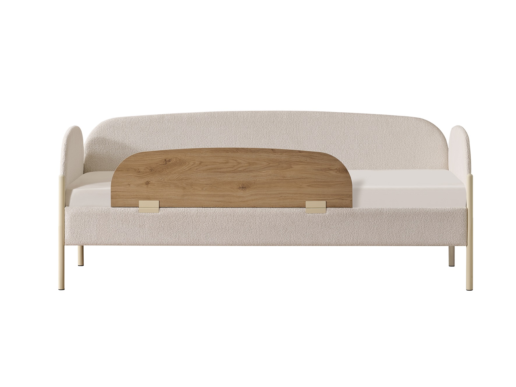 Tagesbett Classy 90 x 200 cm mit Bettkasten in Cremeweiß/Holzoptik